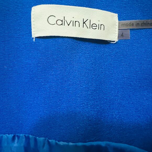 Calvin Klein sleeveless Faux Wrap Sheath Dress Size 4 Blue - Picture 3 of 9